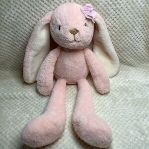 Animal Adventure Long Limb Long Ear Pink Plush Bunny Toy Stuffed Animal w Flower